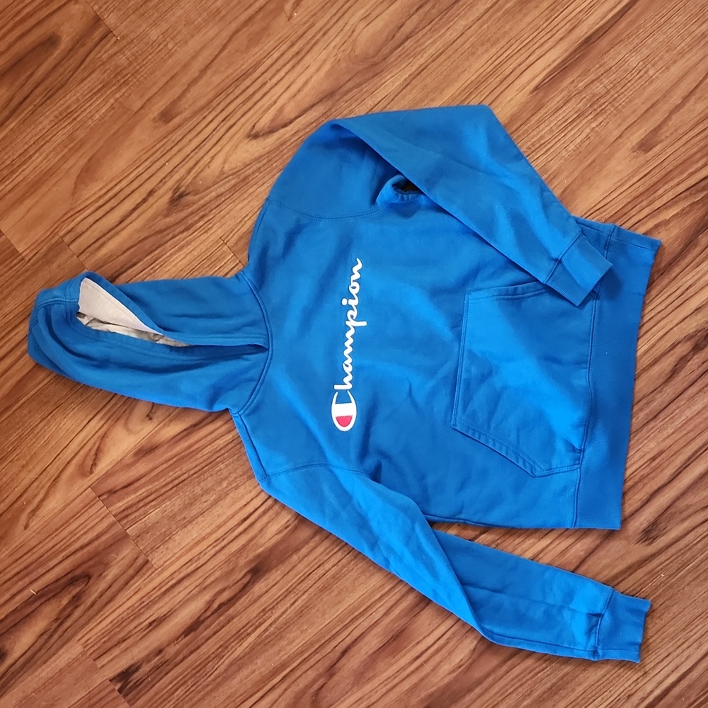 Blue Youth Champion Hoodie Sweatshirt Jacket Large Boy Athletic Sports